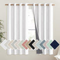 NICETOWN 100% Absolutely Blackout Linen Curtains with Thermal Insulated Liner, Greyish White, 52" Wide, 45" Length Energy Saving Curtains for Living Room 2 Panels Set, Vertical Blinds