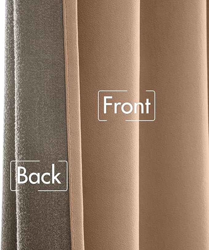 MIULEE Blush Beige Velvet Curtains 96 inches - Luxury Blackout Curtains for Bedroom Living Room Thermal Insulated Super Soft Window Drapes Rod Pocket & Back Tab, W52 x L96 inches, 2 Panels