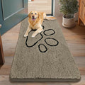 Smiry Dog Door Mat for Muddy Paws, Absorbent Dirt Trapper Non Slip Quick Dry Washable Chenille Mat for Mud Dogs, Entry Rug for Indoor and Outdoor (48x30 Inches, Warm Taupe and Black)