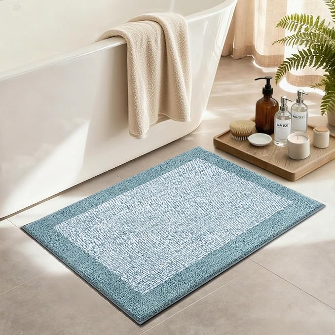 36x24 Large Bathroom Rugs Washable Non Slip, Dusty Blue Bath Mat for Bathroom Floor Tub, Soft Absorbent Quick Dry Mats for Shower, Bathtub,Home Decor