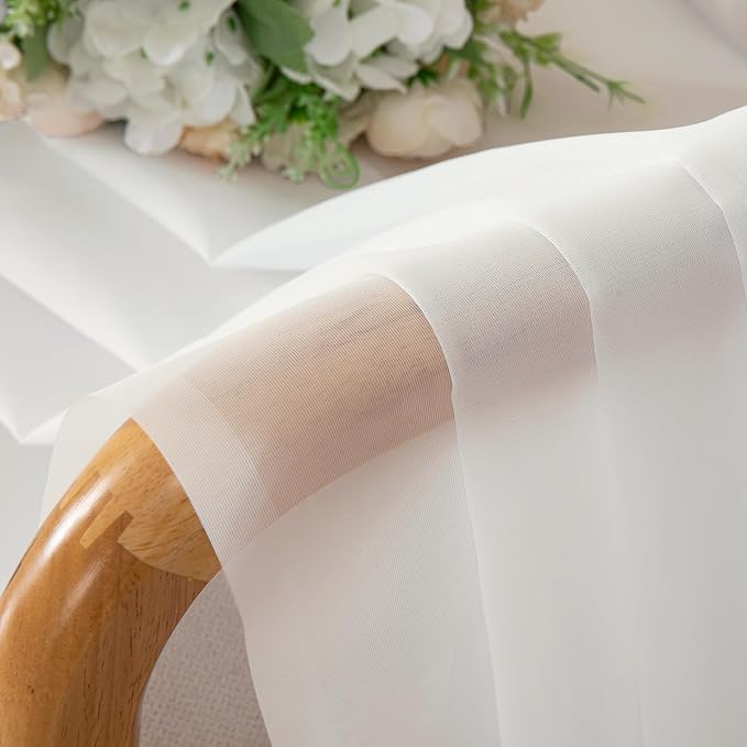 Simplebrand Ivory Sheer Curtains 120 Inches Long, Extra Long Rod Pocket Solid Color Window Sheer Curtain Panels, Elegant Curtains & Drapes for Living Room, Bedroom 2 Panels (Ivory, 59" W x 120" L)