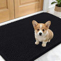 OLANLY Dog Door Mat for Muddy Paws 30x17, Absorbs Moisture and Dirt, Absorbent Non-Slip Washable Doormat, Quick Dry Chenille Mud Mat for Dogs, Entry Indoor Entryway Carpet for Inside Floor, Black