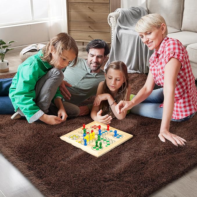 Shag Area Rugs for Bedroom Living Room,Brown 4X6 Ultra Soft Fluffy Area Rugs for Dorm, Indoor Carpet Nursery Rugs for Kids Girls Room Home Decor,Brown
