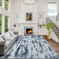 10x14 Area Rugs Washable Rug: Modern Abstract Living Room Rug Soft Anti-Skid Thin Carpet Indoor Floor Non-Shedding Carpets for Bedroom Dining Room Farmhouse Nursery Home Office Blue Grey