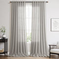 Nanspring Light Gray Linen Curtains 96 Inches Long for Living Room Light Filtering Semi Sheer Curtain Back Tab Rod Pocket Textured Luxury Grey Simple Modern Drapes for Bedroom 52x96, 2 Panels