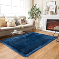 EasyJoy Ultra Soft Fluffy Shaggy Area Rug Faux Fur Rug Chair Cover Seat Pad Fuzzy Area Rug for Bedroom Floor Sofa Living Room (4 x 6 ft Rectangle,Dark Blue
