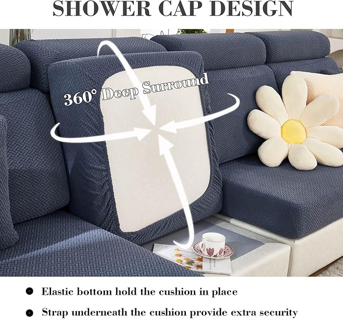 Sofa Covers Couch Covers for Sofa Pet Friendly Couch Cushion Covers Universal Sofa Covers Washable Stretch Slipcovers for Sectional Sofa (Texture Metal Gray, 2 Seats + Chaise Cover)