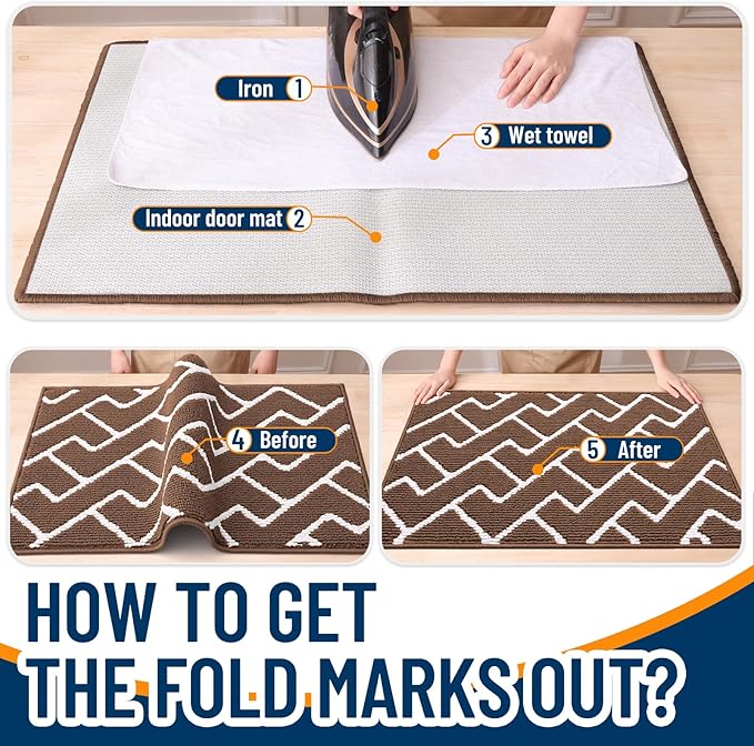 OLANLY Front Door Mat, Non-Slip Rubber Backing, Dirt Resistant and Absorbent, Washable, Easy to Clean Low-Profile Indoor Doormat for Back Door, Entryway, Inside Entrance, 32x20, Coffee