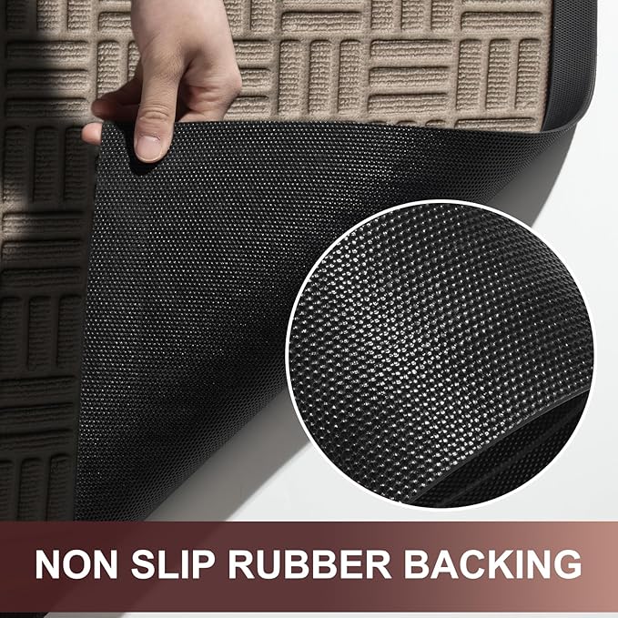 Mibao Front Door Mat, Heavy Duty Durable Welcome Mat for Outdoor Indoor, Dirt Trapper Waterproof Super Absorbent Door Mat for Entryway Outside Patio Porch, 73" x 46", Beige