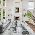 2'6''x8' Runner Rugs Washable Rug: Modern Abstract Living Room Rug Soft Anti-Skid Thin Carpet Indoor Floor Non-Shedding Carpets for Bedroom Dining Room Farmhouse Nursery Home Office Black White Grey