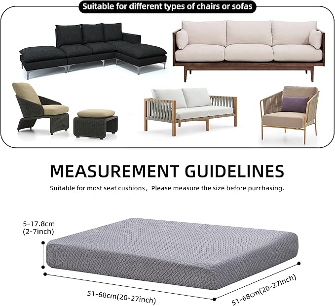 Outdoor Cushion Covers Set,8PCS Patio Furniture Couch Seat Slipcovers, Replacement for Sofa Sectional Chair(Cover，Only)