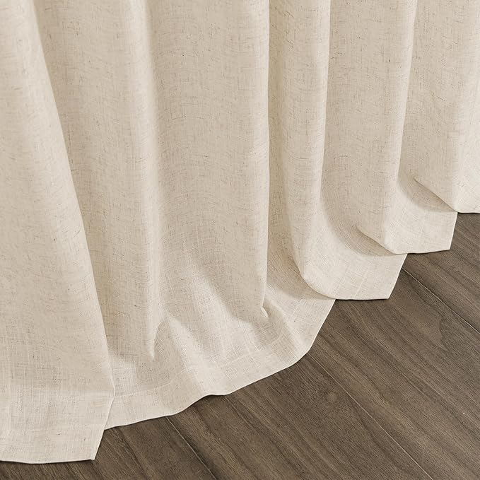 Nanspring Cream Beige Linen Curtains 84 Inches Long for Living Room Light Filtering Semi Sheer Curtain Back Tab Modern Farmhouse Decor Elegant Luxury Coastal Drapes for Bedroom Office 52x84,2 Panels