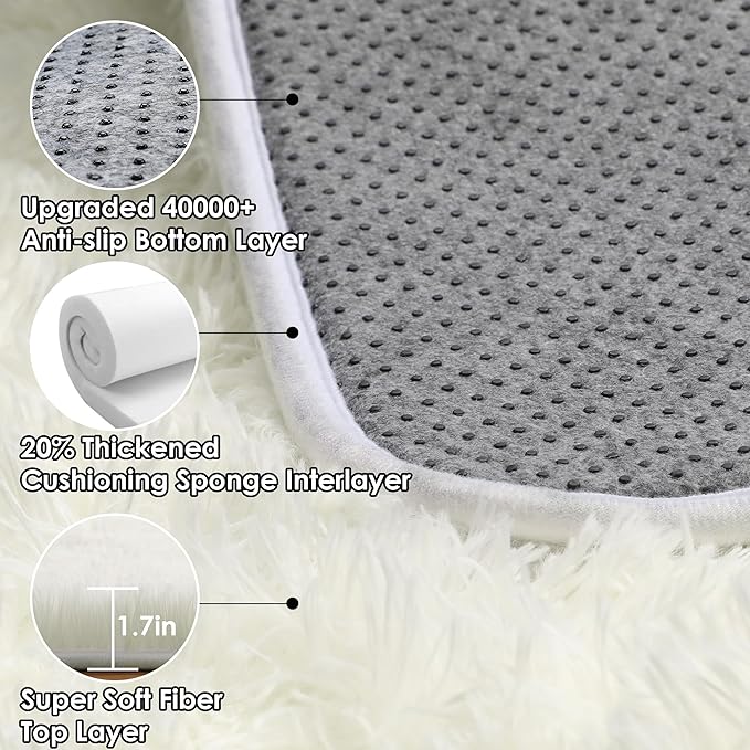 ONASAR Cream White 6x9 Area Rugs for Living Room Bedroom, Large Fluffy Bedside Throw Rug, Soft Plush Shaggy Fuzzy Floor Carpet for Nursery Kids Girls Boys Teen Dorm Home Decor Aesthetic