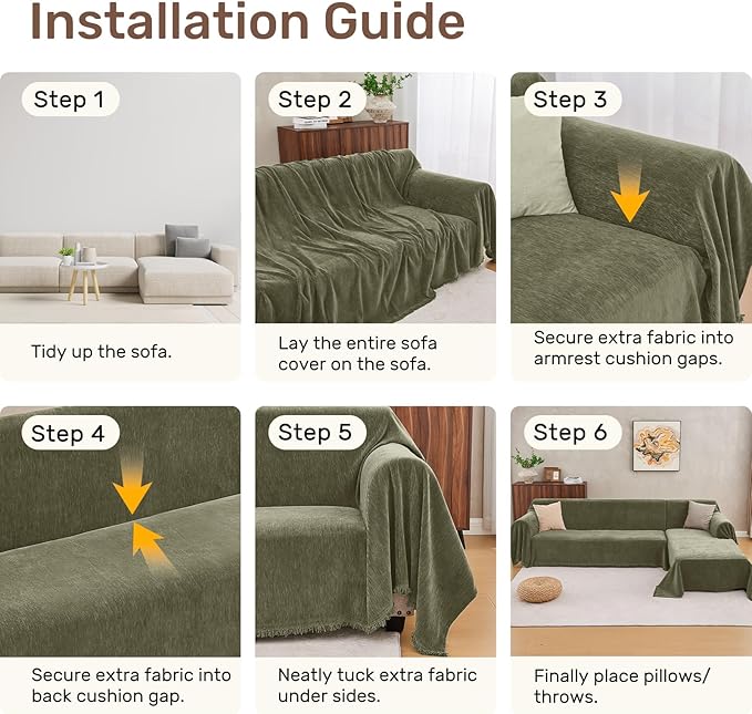 Sectional Couch Covers, 2 Pieces Washable L Shaped Couch Covers Sofa Blanket for Dogs Pet Friendly Sectional Sofa Slipcovers Furniture Covers,71"x118"+91"x134",(XXX-Large,Green)