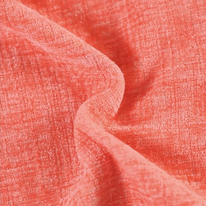 CaliTime Throw Pillow Covers Decorative 24 X 24 Inches Pack of 2 Cozy Chenille Cushion Cases for Couch Sofa Bed Living Room Home Living Coral