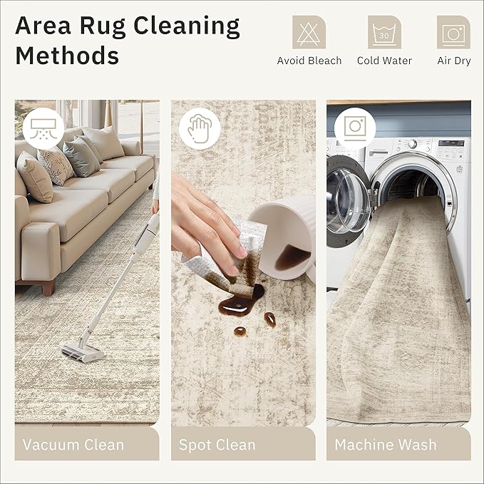 Runner Rug 2x12 Washable Non-Slip Hallway Runner Rugs for Kitchen Bathroom Laundry Room Beige Vintage Floor Carpet Runners for Hallways Entryway