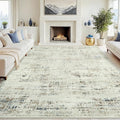 8x10 Area Rugs for Living Room Washable Rug: Anti-Skid Abstract Modern Living Room Rug Soft Thin Carpets Indoor Floor Non-Shedding Carpet for Bedroom Dining Farmhouse Nursery Gray White Blue