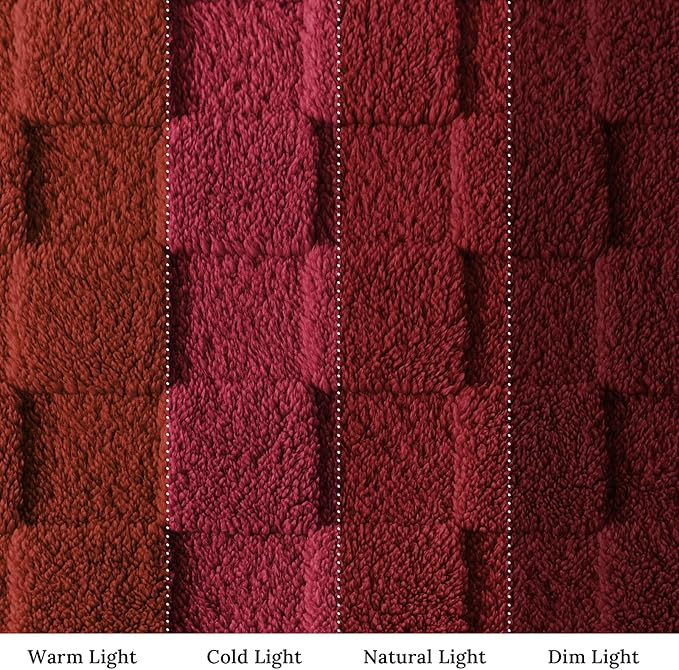 Exclusivo Mezcla Twin Size Flannel Fleece Blanket, Super Soft and Warm Lightweight Checkered Pattern Blankets for All Seasons, 60x80 Inches, Deep Red