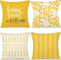 YCOLL Pillow Covers 22x22 Set of 4, Modern Sofa Throw Pillow Cover, Decorative Outdoor Linen Fabric Pillow Case for Couch Bed Car, Yellow