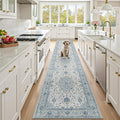 Area Rugs 2'6''x10' Runner Rug Non Slip Washable for Kitchen Hallway Bedroom Beside Laundry Room Bathroom Rug, Floor Carpet, Light Blue Navy Beige Gray White