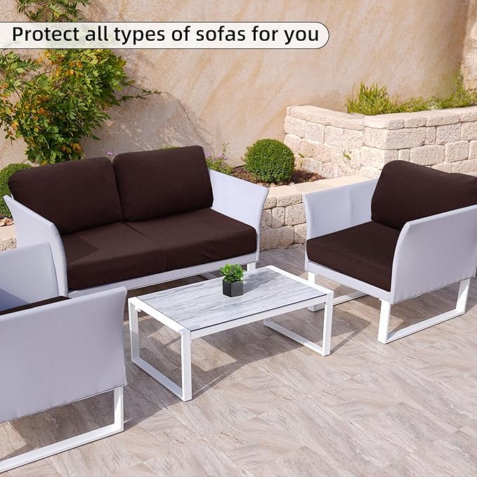Outdoor Cushion Covers Set,8PCS Patio Furniture Couch Seat Slipcovers, Replacement for Sofa Sectional Chair(Cover，Only)