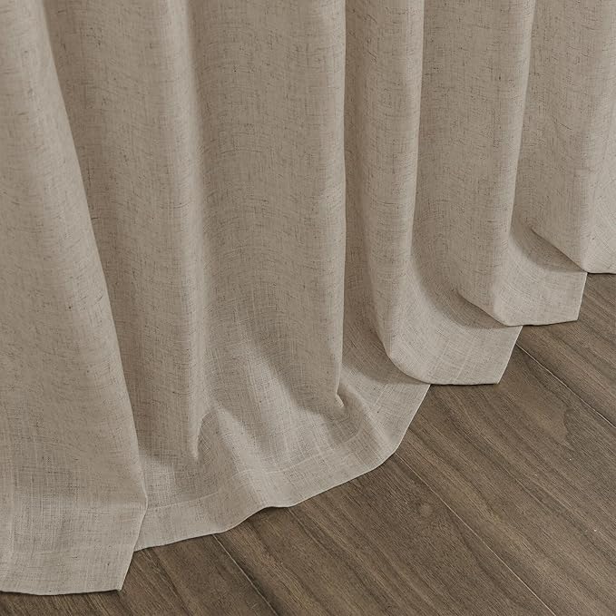 Nanspring Cobblestone Linen Curtains for Living Room 100 Inches Long Light Filtering Semi Sheer Curtain Back Tab Modern Farmhouse Decor Elegant Drapes for Bedroom Dinner Room 52x100, 2 Panels
