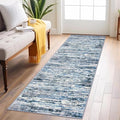 Lansny Modern Abstract Runner Rug 2x6, Grey Blue White Washable Kitchen Runner Non-Slip Soft Hallway Rug Runner Thin Print Faux Wool Carpet for Entryway Bedroom Laundry Room Indoor Home Decor