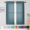 OWENIE Sheer Curtains, 63 inch Length Set of 2, Rod Pocket Light Weight Voile Curtains & Drapes for Bedroom & Living Room, Each 42Wx63L inch, Dusty Blue