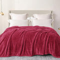 Exclusivo Mezcla Plush Fuzzy Fleece Bed Blanket Twin Size, Super Soft, Fluffy and Warm Blankets for Couch, Bed, All Season (Deep Red, 90x66 inches)