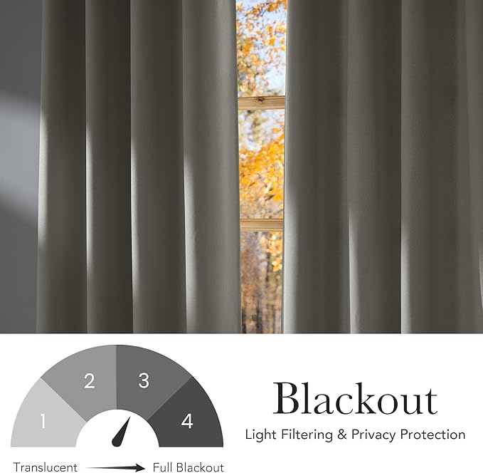 NICETOWN Short Faux Linen Natural Blackout Curtains 63 inches Long for Kitchen - Privacy Panels for Living Room Bedroom, Modern Farmhouse Style Easy Care Grommet Top, 2 Panels, W42 by L63
