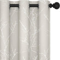 Deconovo Beige Bedroom Curtains, Room Darkening Curtain, Thermal Insulated Soundproof Drapes, Silver Branch Print, 42 x 63 Inch Long, Machine Washable Window Panels for Living Room Nursery, Set of 2