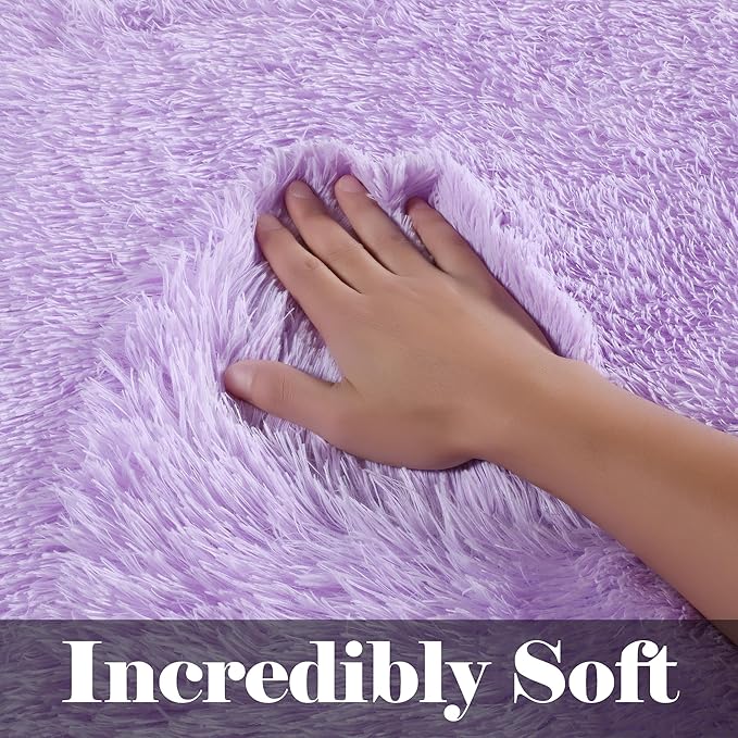 ONASAR Purple Rugs for Living Room Bedroom, 5x8 Fluffy Bedside Area Rug, Soft Plush Shaggy Indoor Floor Carpet for Nursery Kids Girls Boys Teen Dorm Home Office Decor Aesthetic