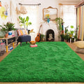 Amearea Premium Soft Fluffy Rug Modern Shag Carpet, Fuzzy Shaggy Rugs for Bedroom Living Room Teen Apartment Decor, Comfortable Indoor Furry Dorm Carpets, Green 5x7.5 Feet
