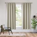 RYB HOME Bedroom Blackout Curtains 72 inches Long, 100% Blackout Thermal Insulated Noise Reducing Curtains for Living Room Nursury, 62 inches Wide by 72 inches Long, Natural