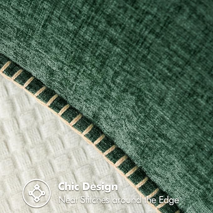 MIULEE Pack of 2 Christmas Pillow Covers 16x16 Inch Dark Green Farmhouse Decorative Throw Pillow Covers with Stitched Edge Soft Chenille Solid Dyed Couch Pillow Covers for Sofa Bed Living Room