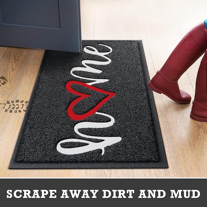 CozyBounty Black Door Mat Welcome Mats Home Non-Slip Doormat for Entryway Low-Profile Floor Mat for Yard, Garage, High Traffic Areas (30"x17.5", Black)