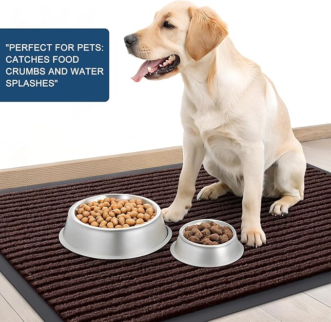 OLANLY Front Door Mat Indoor Outdoor Entrance, 2-Pack 71 x 47 Inch, Waterproof Heavy Duty Doormat, Fade Resistant, Low Profile, Easy Clean Patio Porch Welcome Floor Mats for Entry, Brown