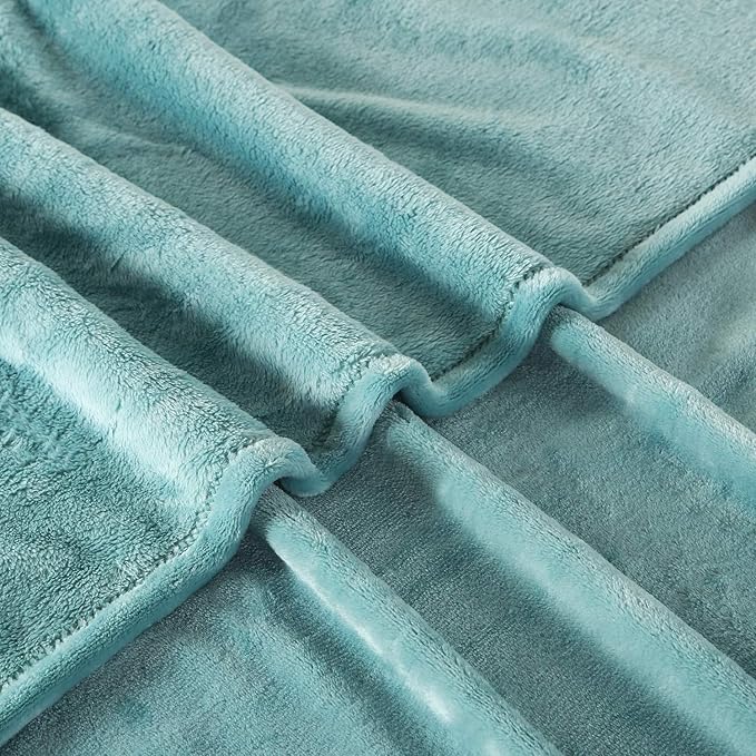 TASTHROW Large Flannel Fleece Throw Blanket, 60×80 Inch - Cozy Lightweight Thick Blanket - All Seasons Suitable for Women, Men and Kids (Bluishgreen)