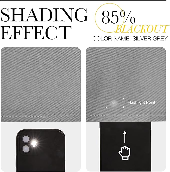 NICETOWN Silver Grey Room Darkening Curtain Panels 108" Long for RV, Play Room, Studio, 55" Width, 2 Panels, Heat Block Out and Keep Warm Drapes Window Treatment Drapes for Doorway Entryway Patio