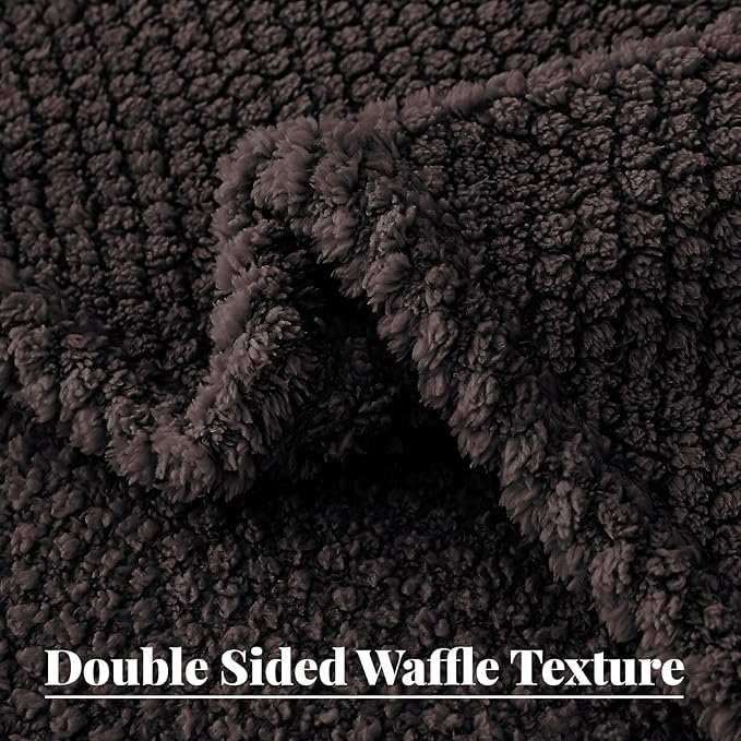 Whale Flotilla Extra Large Fuzzy Fleece Throw Blanket for Couch, 50x70 Inch Fluffy Warm Soft Jacquard Blankets for All Season, Lightweight and Cozy, Coffee