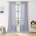 Nanspring Lavender Purple Linen Curtains 90 Inches Long for Living Room Boho Decor Light Filtering Semi Sheer Curtain Back Tab and Rod Pocket Modern Luxury Drapes for Bedroom Office 52x90, 2 Panels