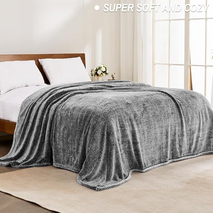 Exclusivo Mezcla Plush Fuzzy Fleece Throw Blanket Extra Large, Super Soft, Fluffy and Warm Blankets for Couch, Bed, All Season (Mixed Black, 50x70 inches)