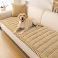 Smiry Couch Cover for Dogs Washable, Non Slip Fuzzy Pet Couch Covers for 3 Cushion Sofa Pet Friendly, Thick Soft Sofa Slipcovers Cushion Protector (Camel, 27.6" x 82.7")