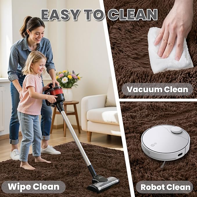 4x6 Area Rugs for Living Room Rug: Soft Fluffy Shag Brown Rugs for Bedroom, Non-Slip Large Fuzzy Plush Rug Indoor Floor Carpet for Nursery Kids Boys Girls Room, Dorms, Playroom, Modern Home Decor