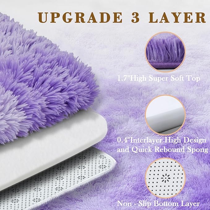 Rugs for Living Room 8x10, Alfombras para Salas Fluffy Shag Large Fuzzy Plush Soft Area Rug, Shaggy Carpets for Bedroom, Kids Boys Girls Home Decor Aesthetic(8 x 10, Purple Starry)