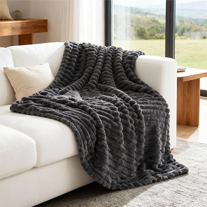 Bedsure Grey Fleece Throw Blanket for Couch - Super Soft Cozy Blankets for Women, Cute Small Throws for Girls, 50x60 Inches