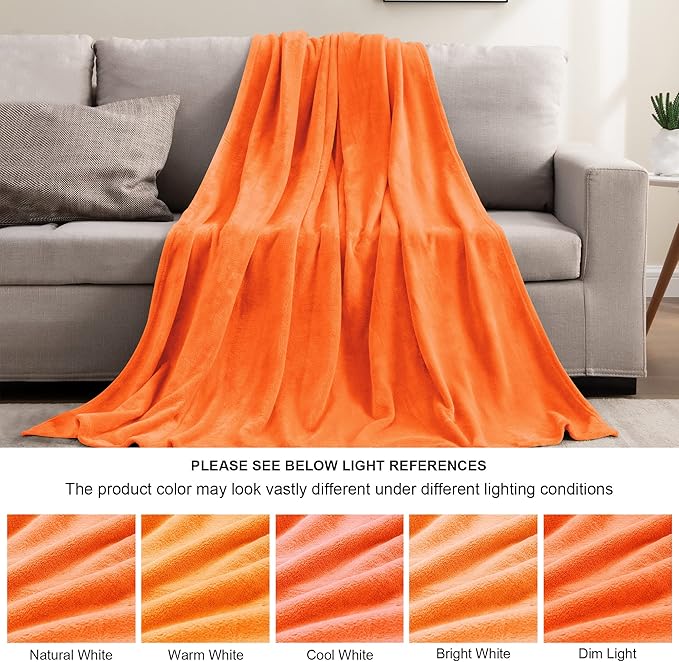 BEDELITE Fleece Blanket Twin Size Orange Throw Blanket for Couch & Bed, Luxury Plush Cozy Fuzzy Fall Blanket 60x80 inches, Super Soft & Warm Blankets for Travel Camping