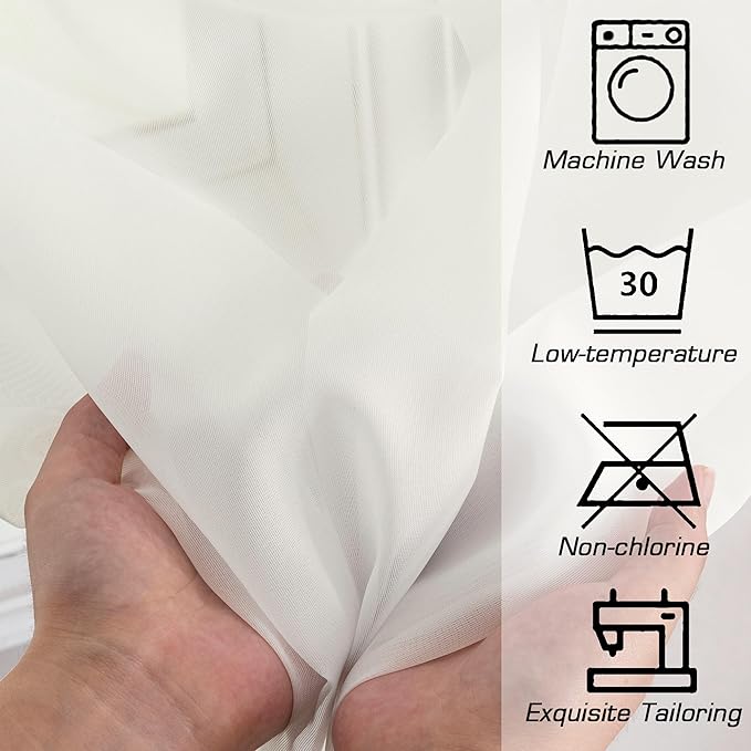 Simplebrand Ivory Sheer Curtains 120 Inches Long, Extra Long Rod Pocket Solid Color Window Sheer Curtain Panels, Elegant Curtains & Drapes for Living Room, Bedroom 2 Panels (Ivory, 59" W x 120" L)