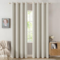 MIULEE Linen Texture Curtains for Bedroom Light Cream 100% Blackout Thermal Insulated Linen Curtains Grommet Room Darkening Drapes for Living Room Nursery 52x108 Inch (2 Panels)