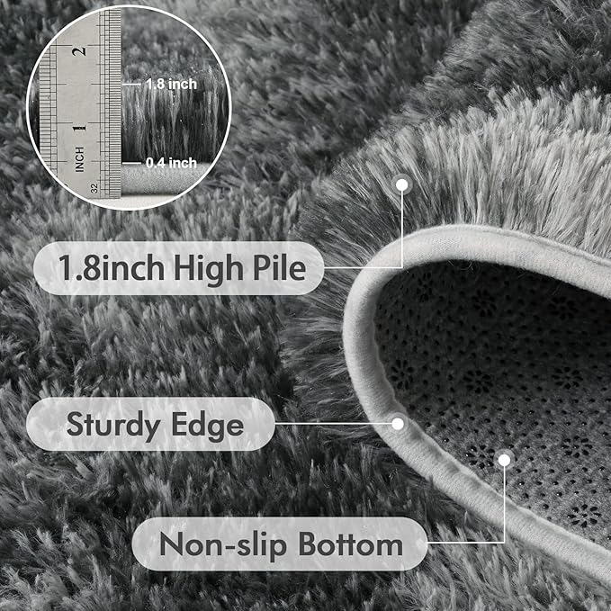 9x12 Ft Extra Large Shag Rugs for Living Room, Ultra Soft Fluffy Furry Area Rugs for Bedroom Indoor Floor, Aesthetic Carpet for Kids Home Decor (Grey)